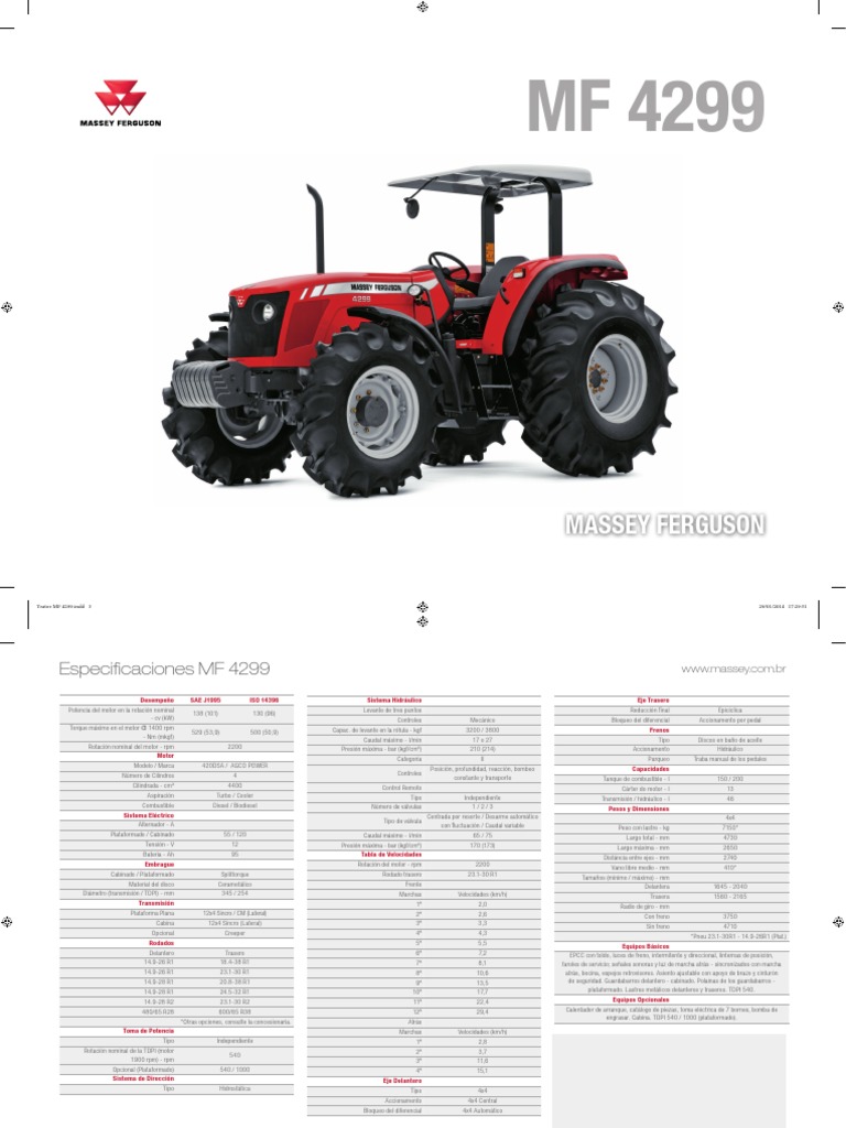 Especificaciones del Massey Ferguson 4299 | PDF | Tracción en las ...