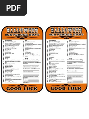 Halloween Scavenger Hunt List