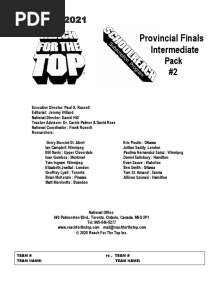 Provincial Finals Intermediate: Pack #2