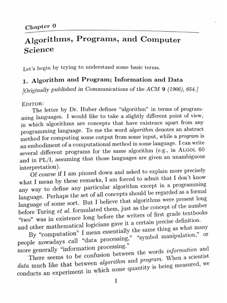 Algorithms, Programs and Computer | PDF