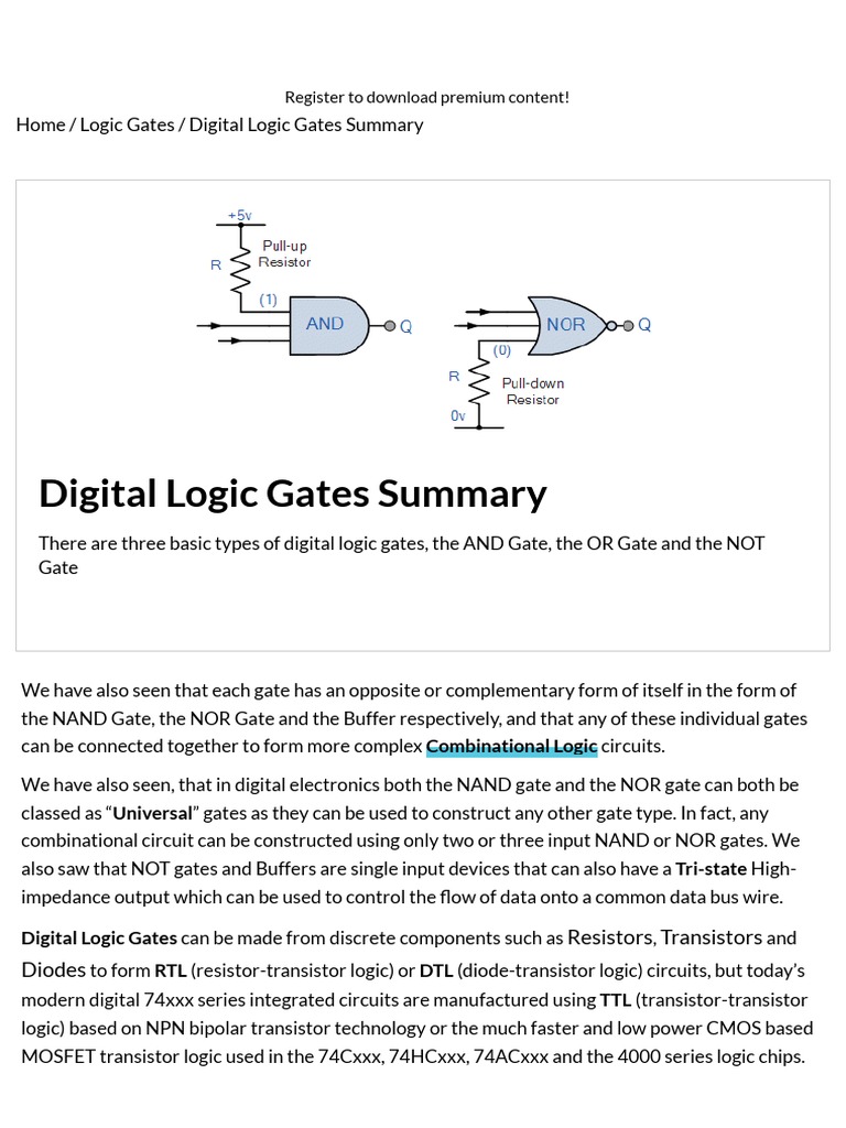Digital Logic Gates Overview | PDF | Logic Gate | Electronic Circuits