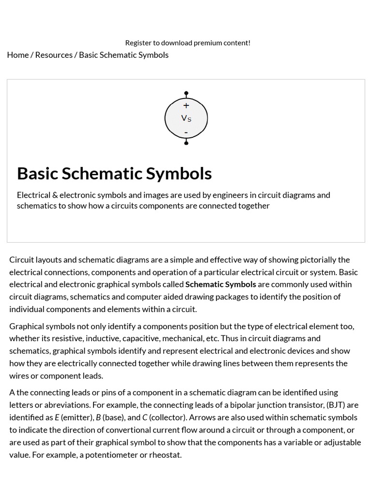 Basic Electrical and Electronic Schematic Symbols | PDF