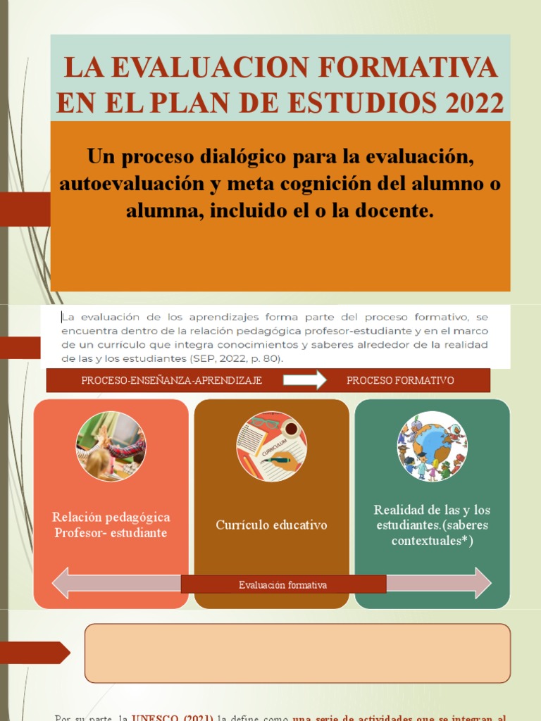 Evaluación Formativa en el Plan 2022 | PDF | Evaluación | Plan de estudios