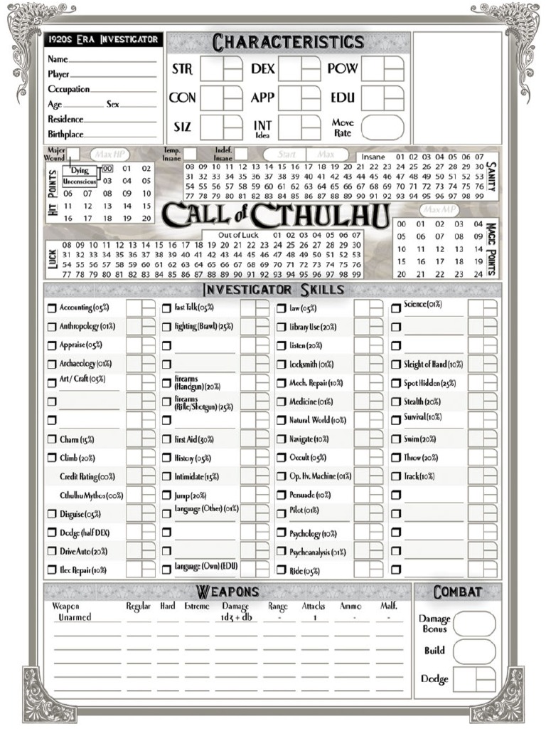 Call of Cthulhu - 7th Ed Investigators Handbook (1) - 266-269 | PDF