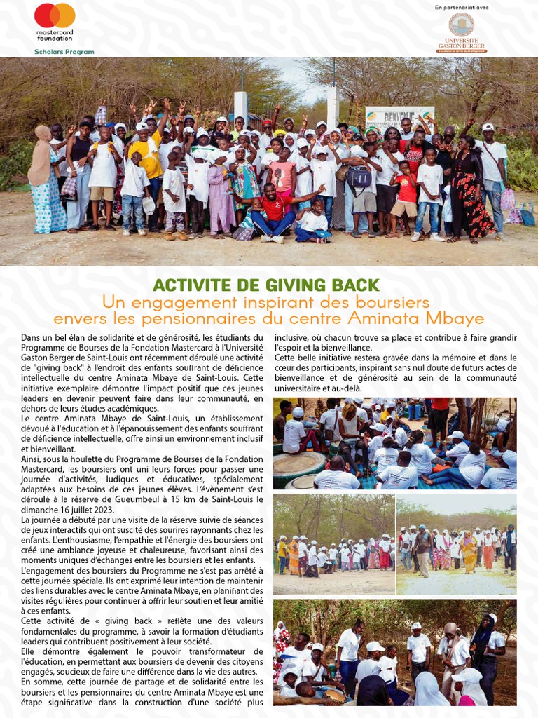 Boursiers de Mastercard : Journée de Giving Back | PDF
