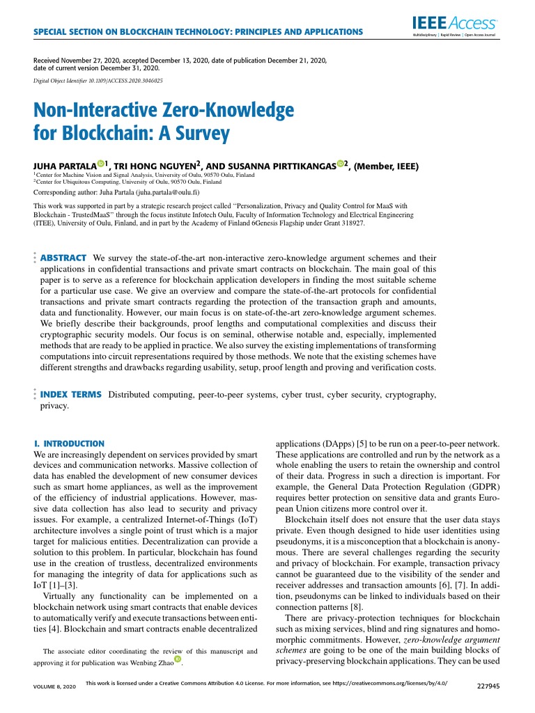 NonInteractive ZeroKnowledge for Blockchain a Survey PDF