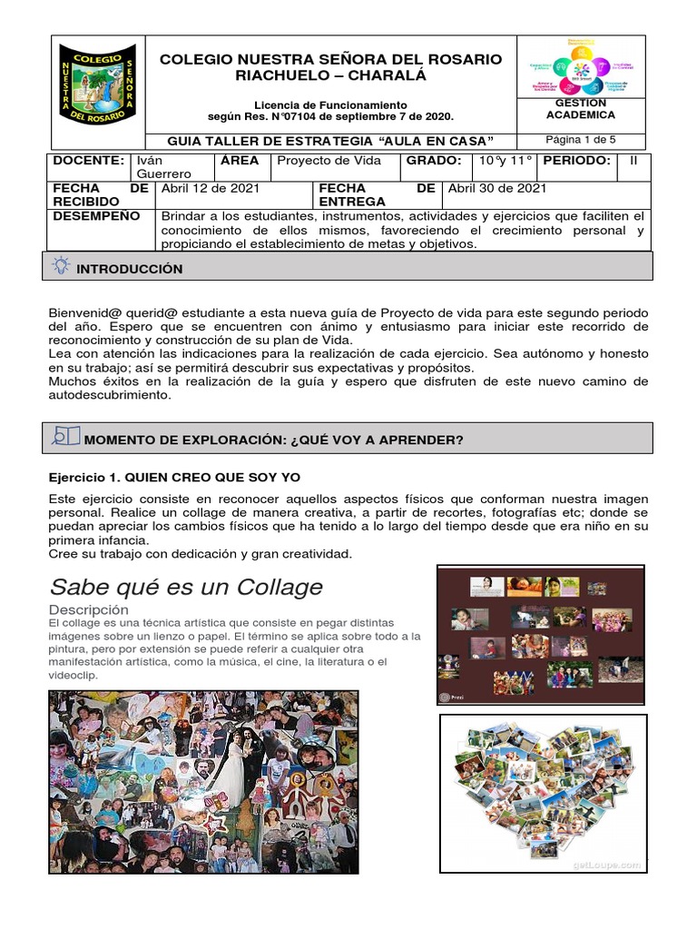 Guía de Proyecto de Vida para Estudiantes | PDF | Collage