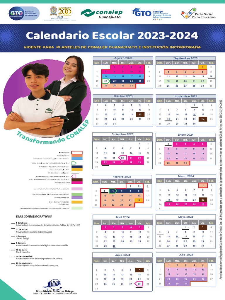 111 Calendario Escolar 20232024 CONALEP Ok 1 PDF México Gobierno