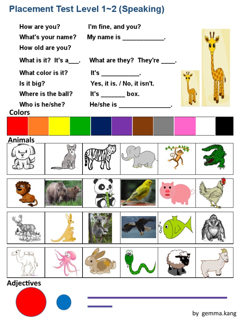 Placement Test Speaking Level 1 | PDF
