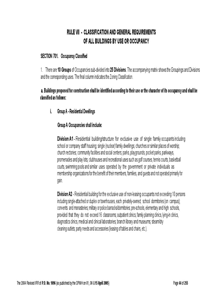 Building Occupancy Classifications in NBC | PDF