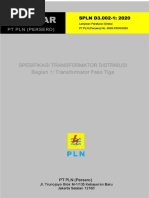 Spesifikasi Trafo Distribusi SPLN 2007 | PDF