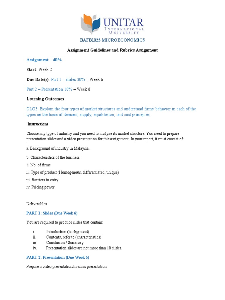 Group Assignment Evaluation Form (MICROECONOMICS) | PDF ...