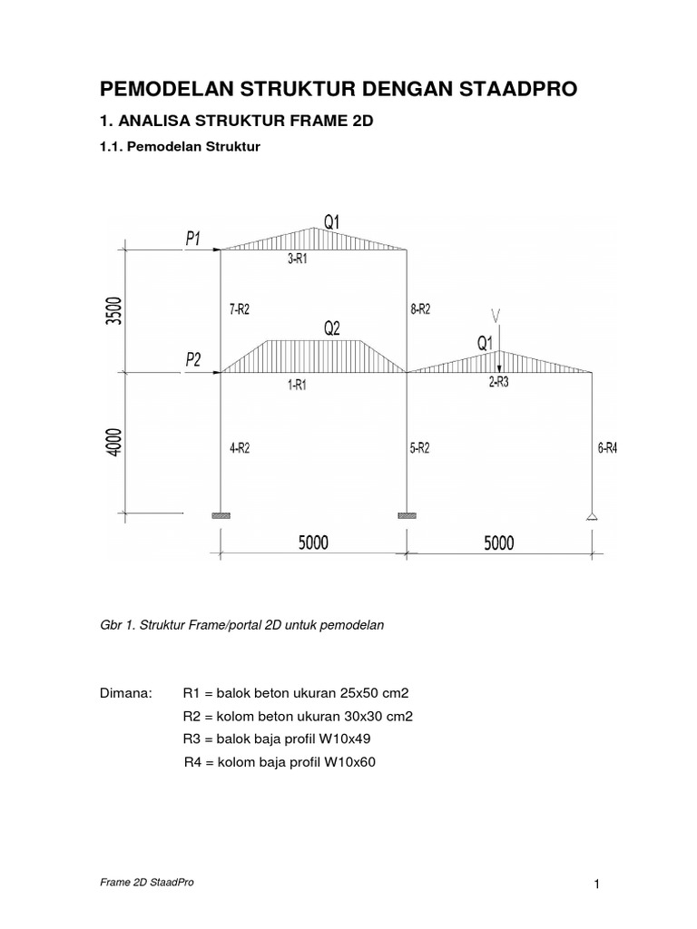 Pemodelan Struktur 2D dengan STAADPro | PDF | Teknologi & Rekayasa