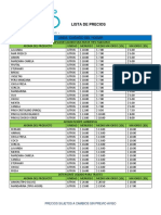 Lista de Precio MH Desglosado