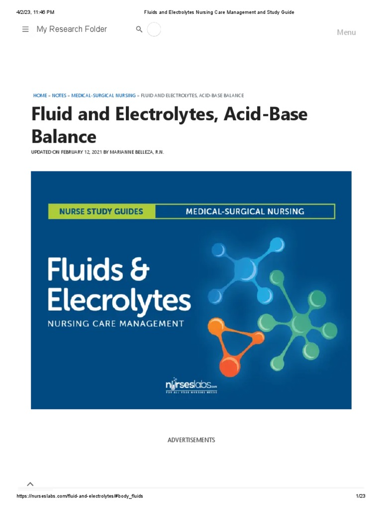 Fluid and Electrolytes Nursing Guide | PDF | Cell Membrane | Electrolyte
