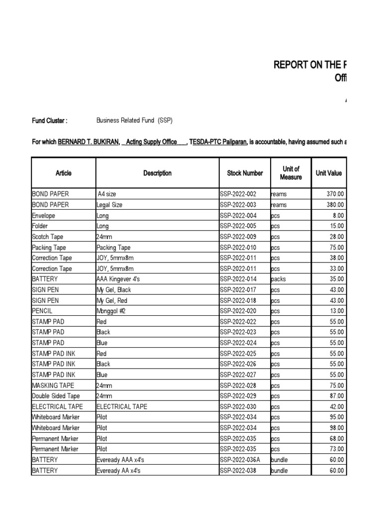 PTC Paliparan RPCI 2022 | PDF | Printer (Computing) | Writing Implements