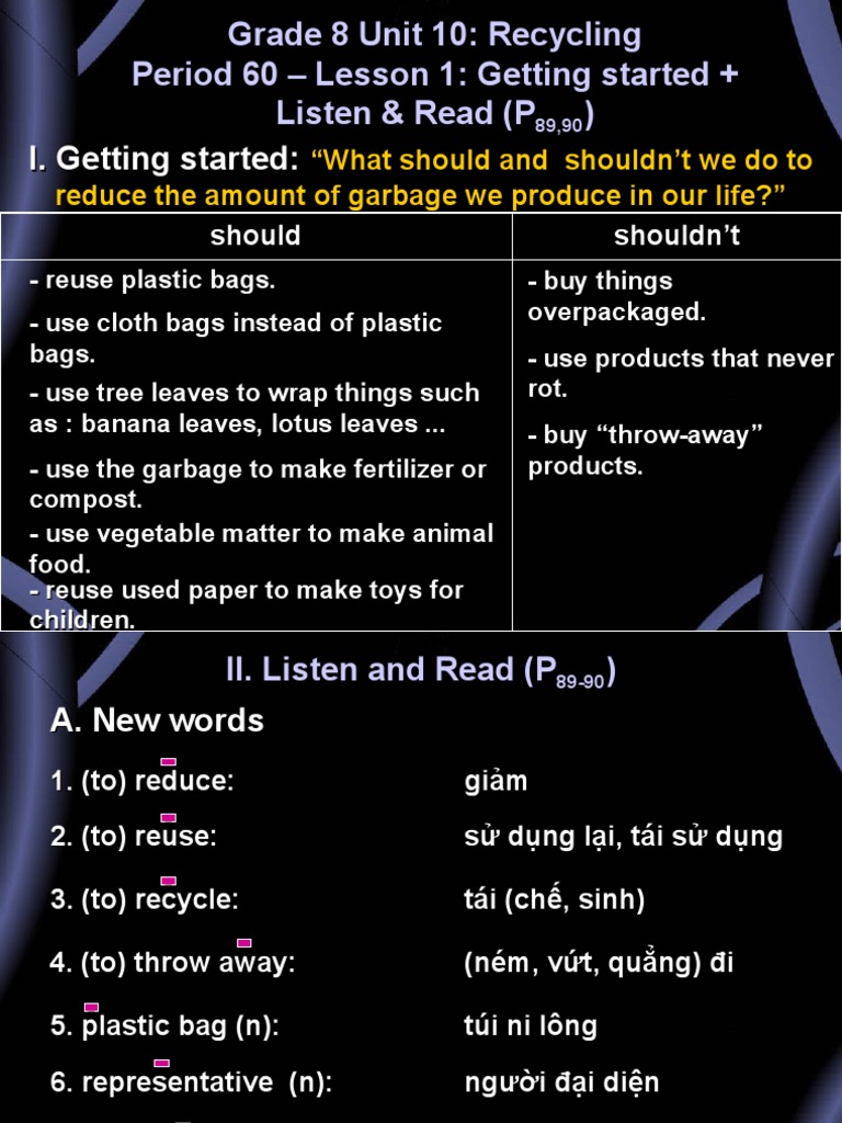 Grade 8 Recycling Unit Overview | PDF | Reuse | Recycling