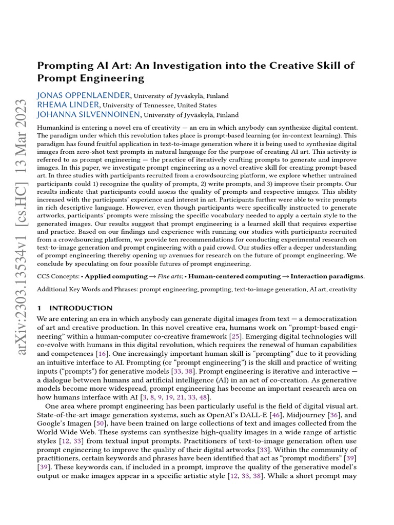 Exploring Prompt Engineering in AI Art | PDF | Artificial Intelligence ...