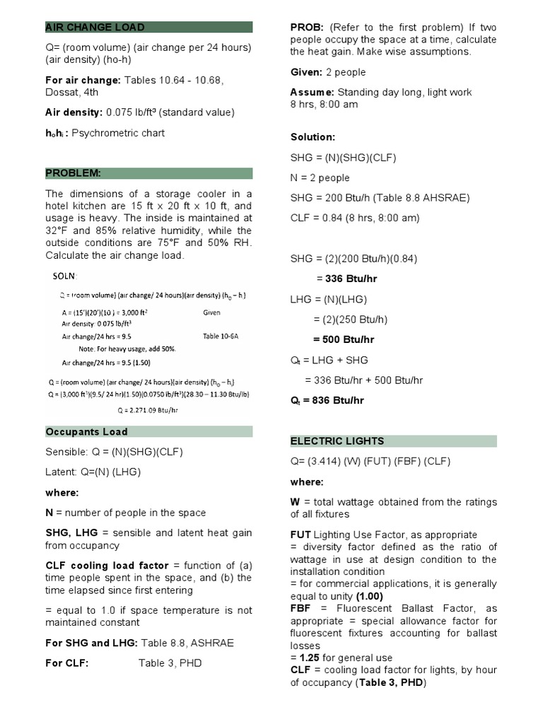 Air Change Load - Vapor Compression Notes | PDF | Refrigeration | Chemistry