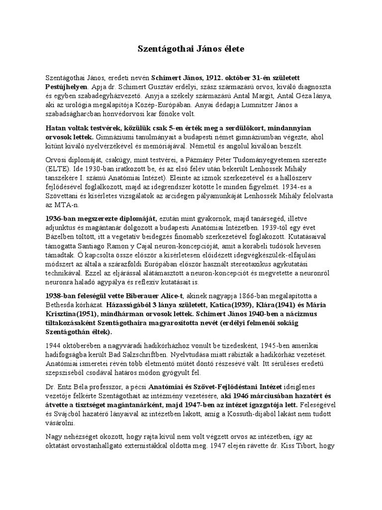 Szentágothai János Élete PDF