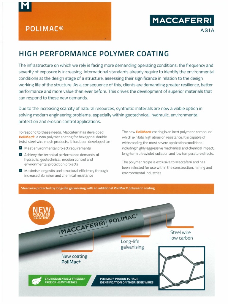 Maccaferri PoliMac Coating - Leaflet | PDF