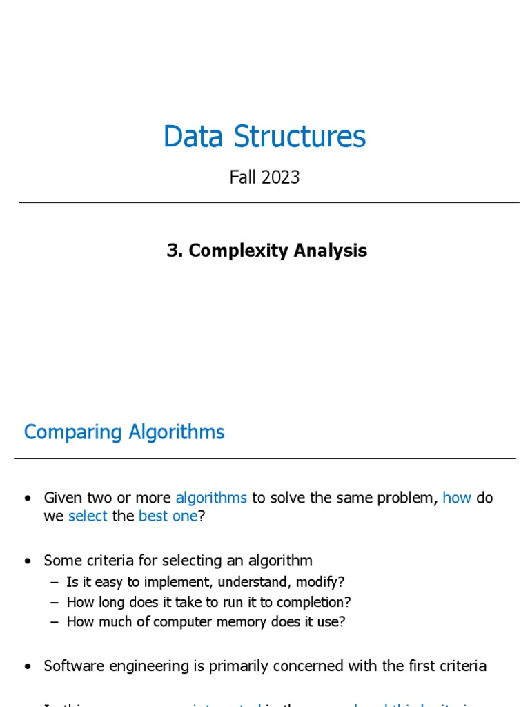 Lecture 3 - Complexity Analysis | PDF | Time Complexity | Theoretical ...