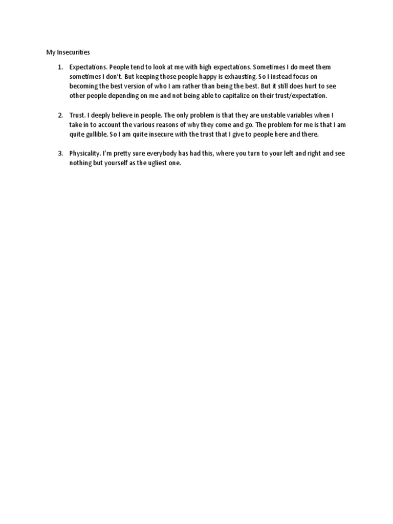 My Insecurities | PDF