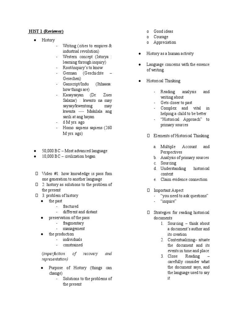 Hist 1 Reviewer | PDF