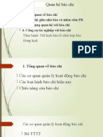 1. Tổng quan về báo chí 2. Quan hệ giữa nhà báo và nhân viên PR 3. Xây dựng quan hệ với báo chí 4. Công cụ tác nghiệp với báo chí