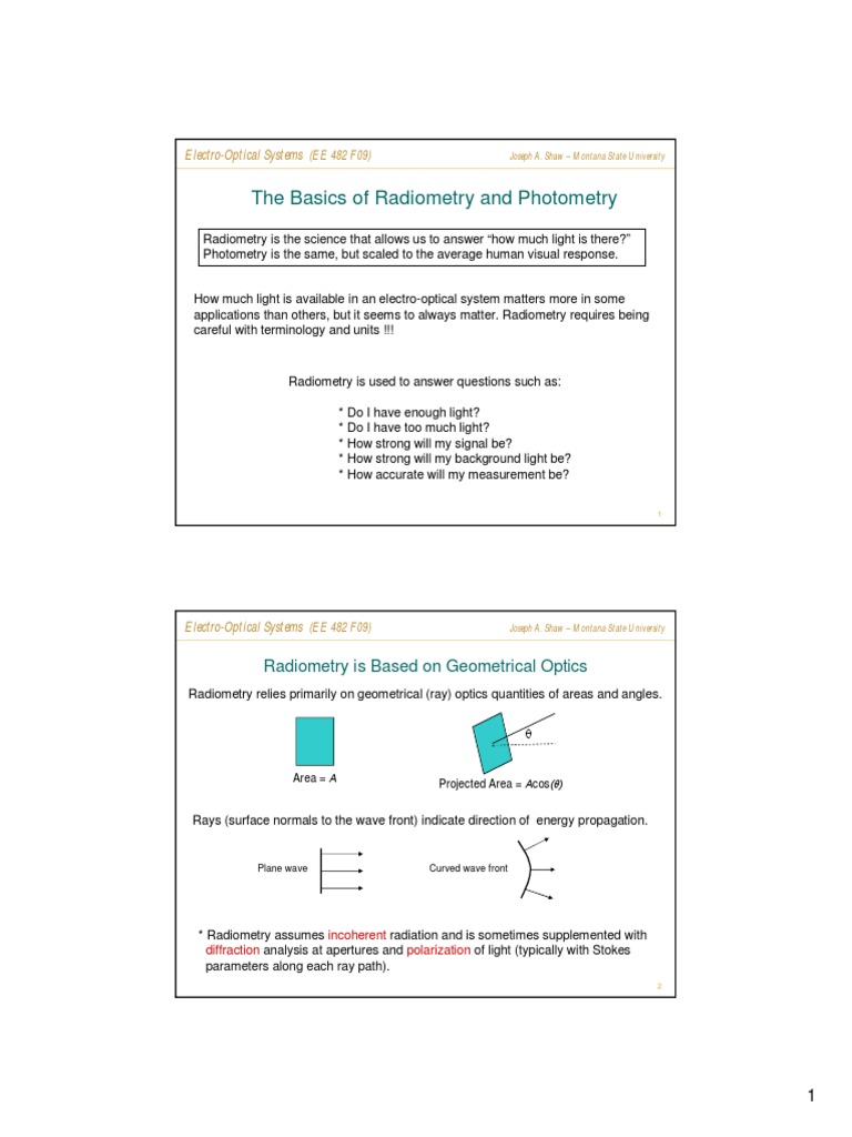 Understanding Radiometric Units | PDF | Light | Angle