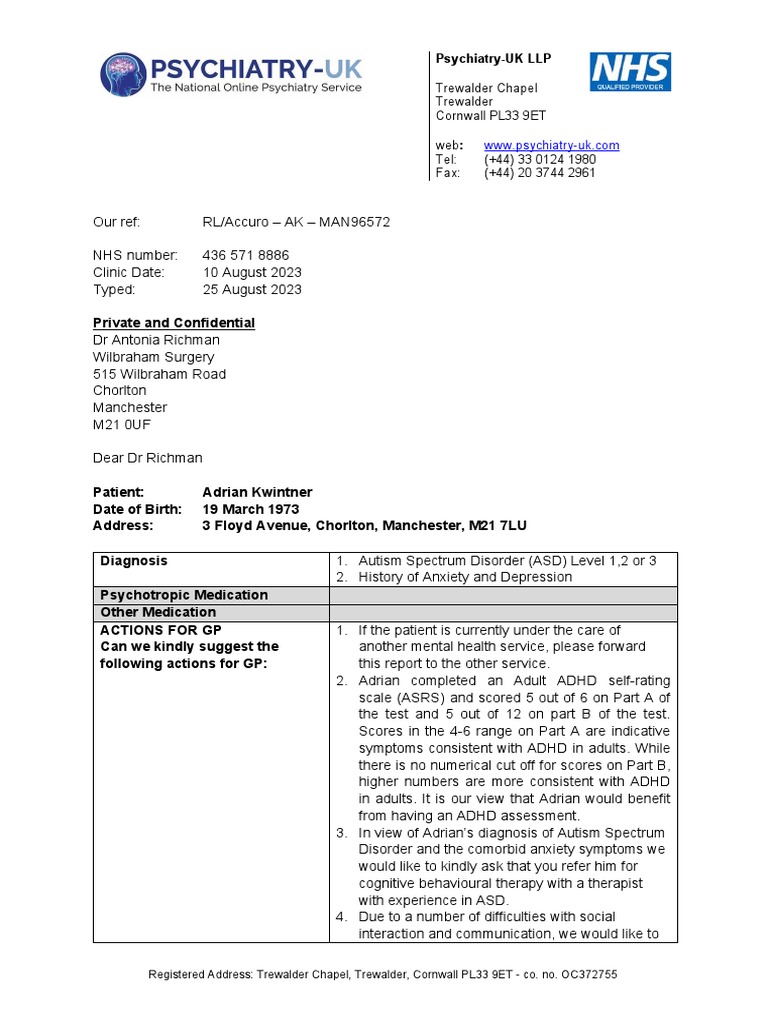 96572-20230810-ASD - RTC - Initial Assessment-Part | PDF | Autism ...