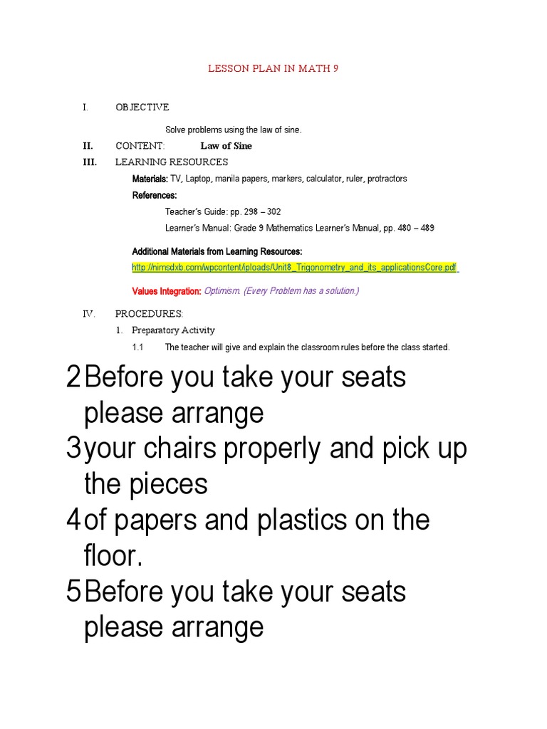 COT Law of Sine PDF Triangle Trigonometry