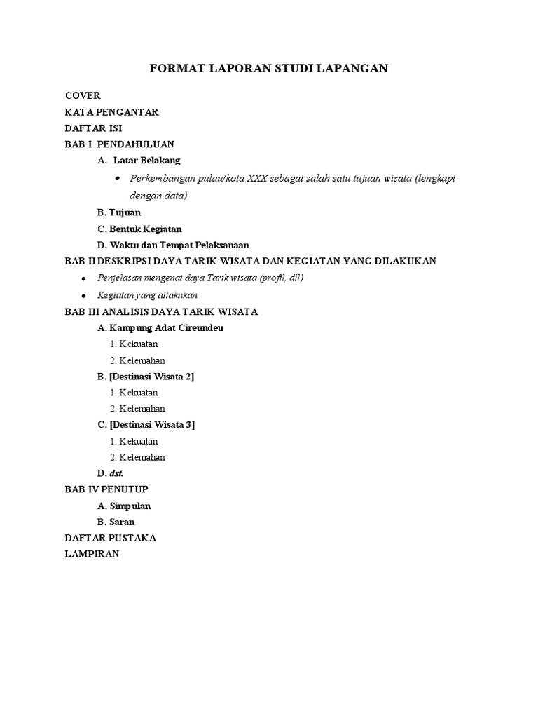 Format Laporan Studi Lapangan | PDF