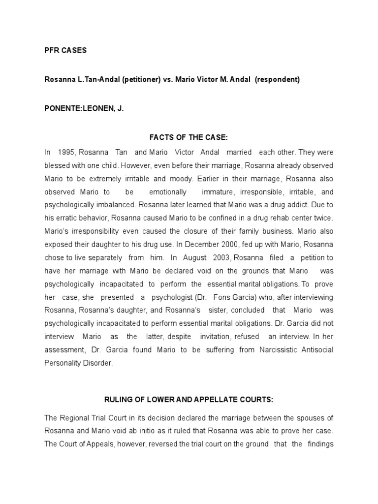 Rosanna l tan andal petitioner vs mario victor m andal respondent