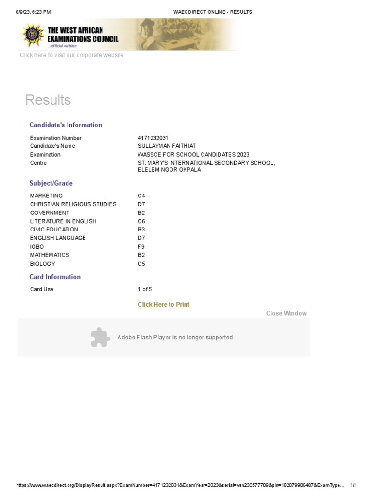 WASSCE 2023 Results Overview | PDF
