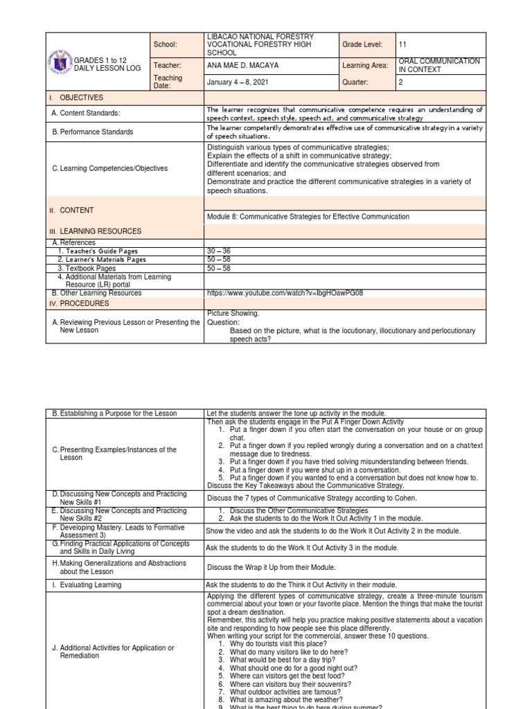 OCC DLL-Communicative Strategies For Effective Communication | PDF