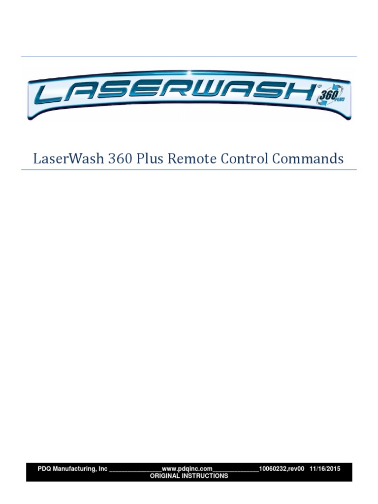 LaserWash 360 Plus Remote Control Commands PDF Computer File Bridge