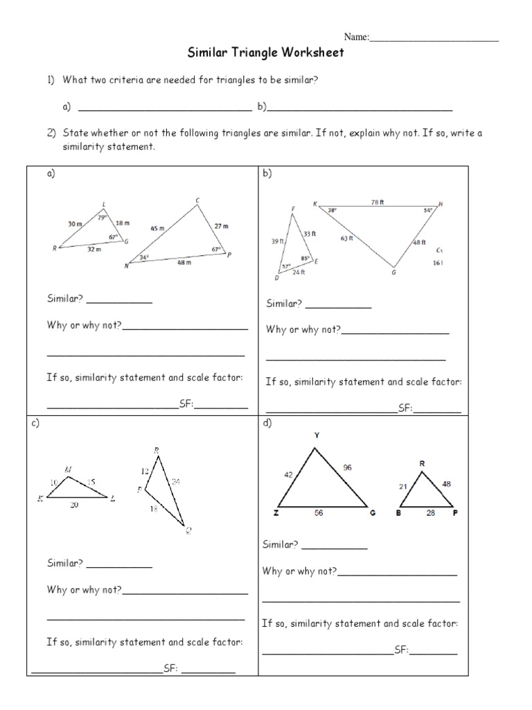 Lesson 20 2 Similar Triangles Worksheet PDF