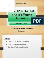 3 A's of Effective Listening