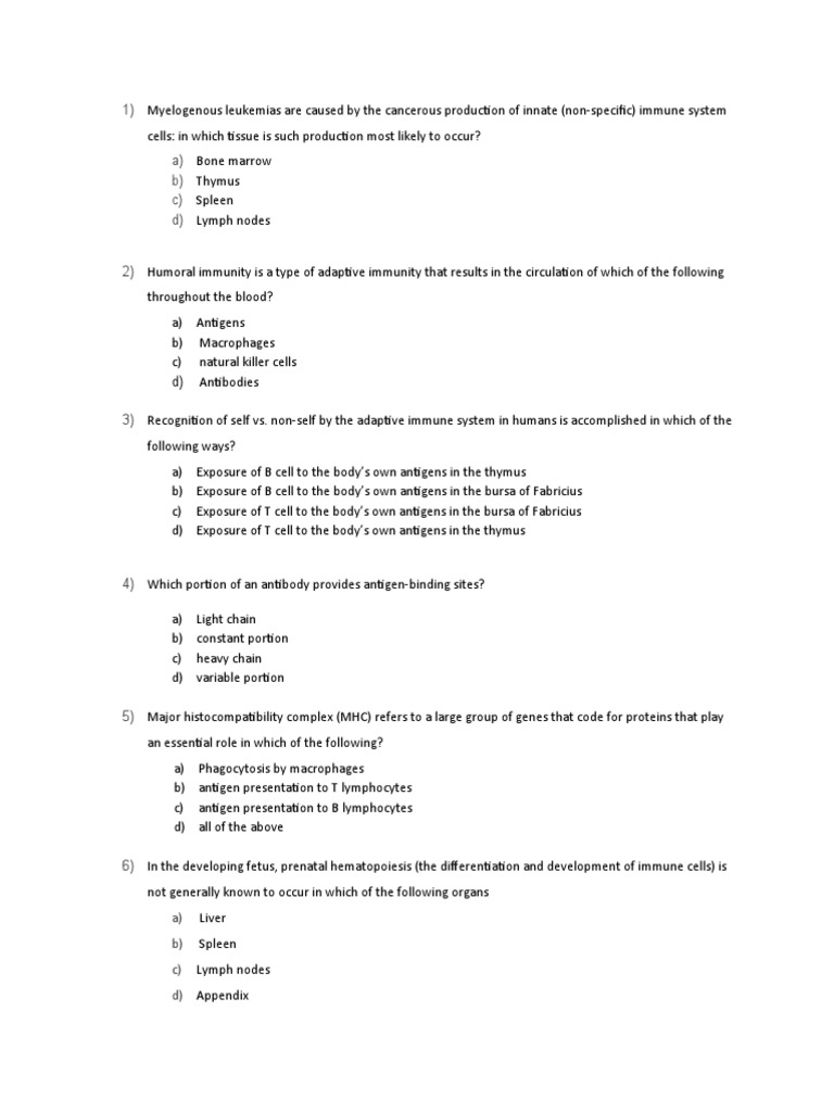 MCQs First Year PDF Blood Type Antigen