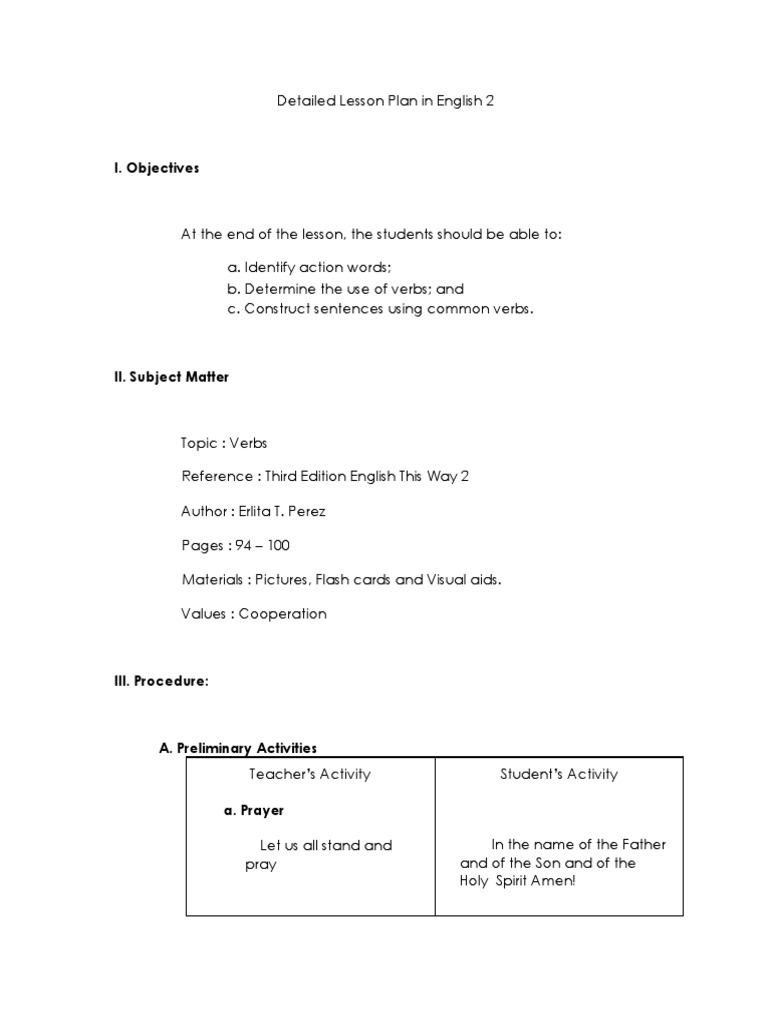 Sample Lesson Plan | PDF