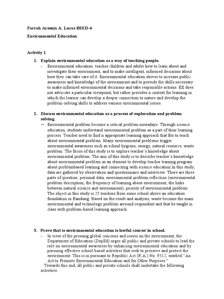 Environmental Education Pdf Learning Teachers