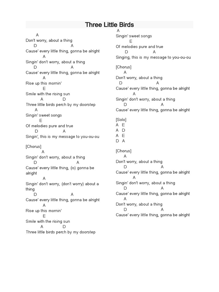Three Little Birds | PDF | Music Theory | Oral Literature