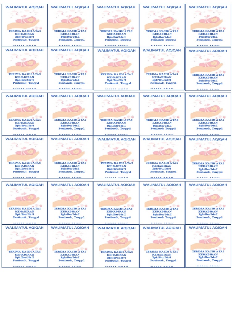 Kartu Ucapan Terima Kasih Aqiqah | PDF