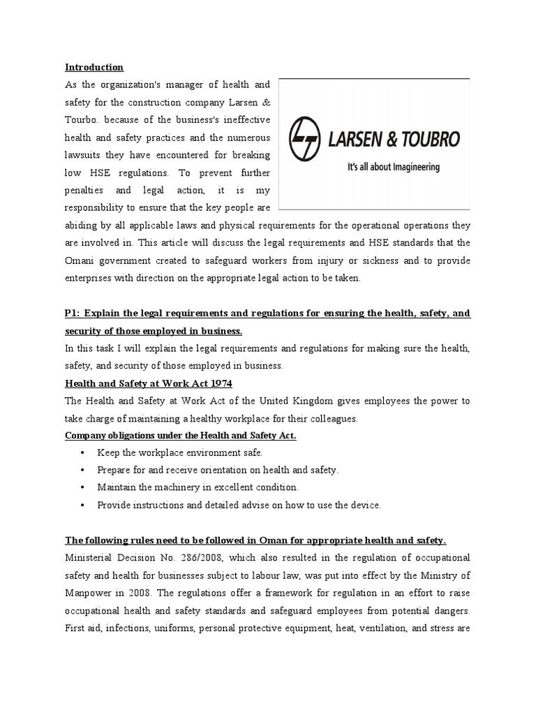 Unit 27 Understanding Health & Safety PDF Occupational Safety And Health Risk