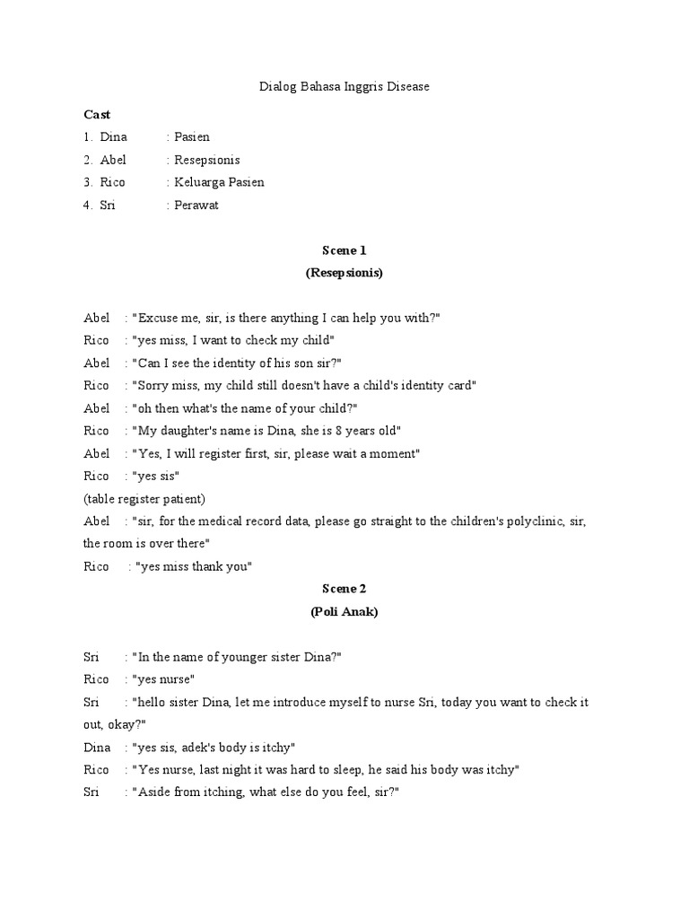 Dialog Bahasa Inggris Disease | PDF