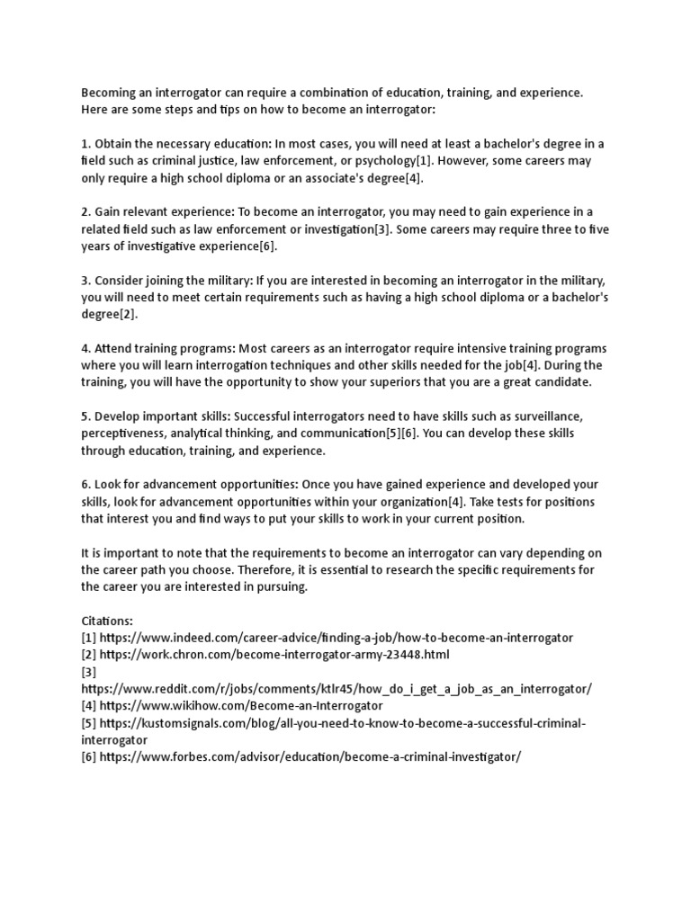 Becoming An Interrogator Can Require A Combination of Education | PDF