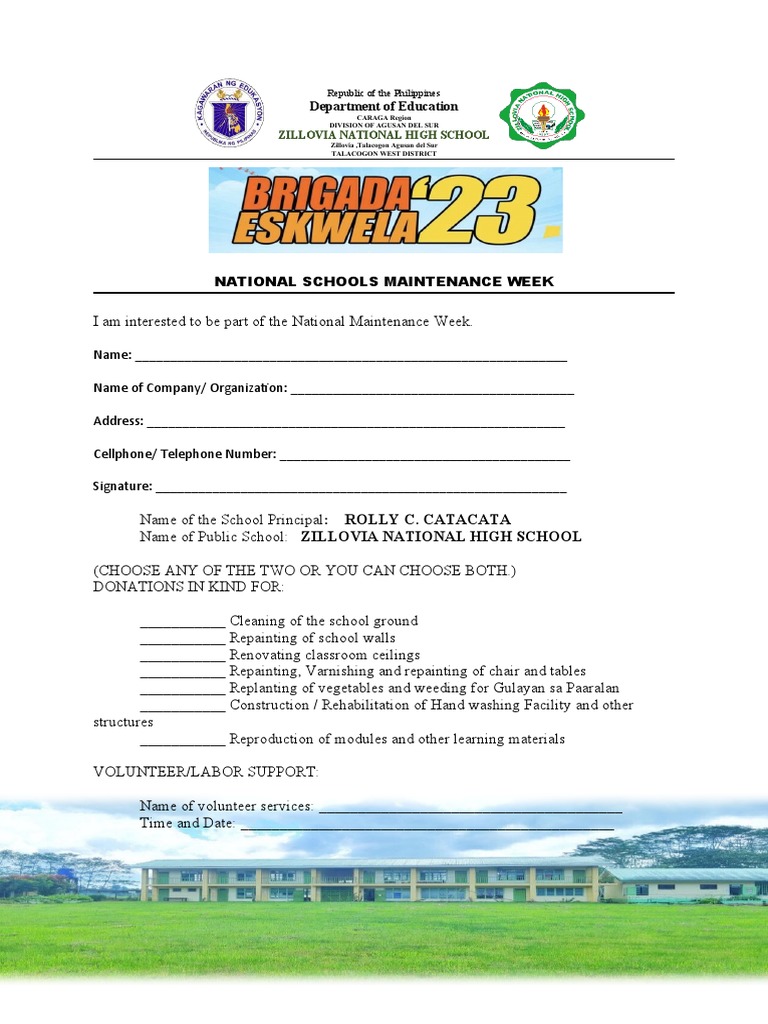 National Maintenance Week Form PDF