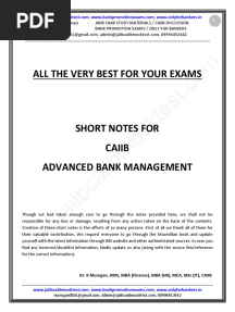 Short Notes CAIIB ABFM by DR - Murugan