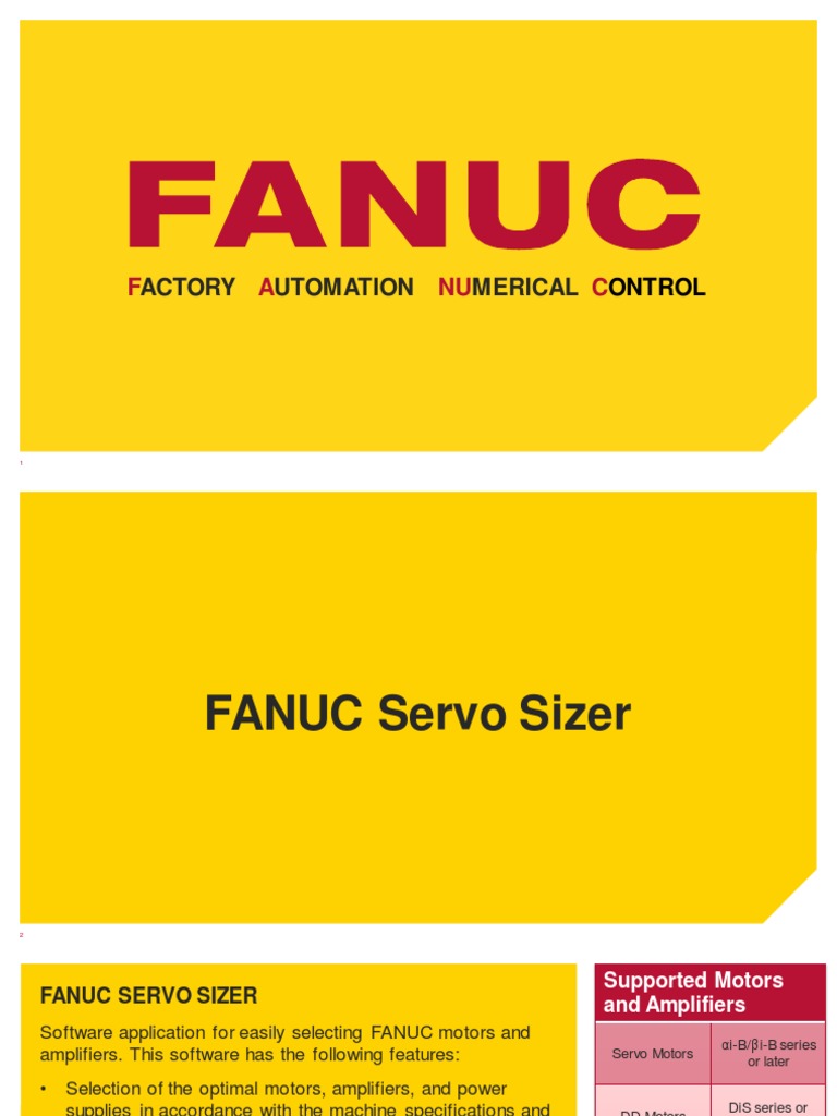 FANUC Servo Sizer Overview | PDF | Electric Motor | Amplifier